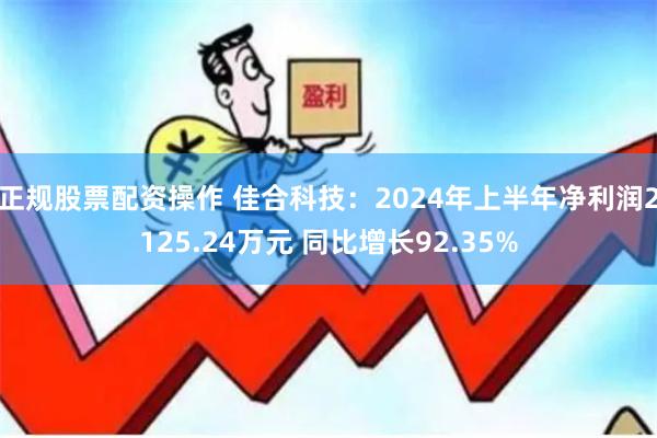 正规股票配资操作 佳合科技：2024年上半年净利润2125.24万元 同比增长92.35%